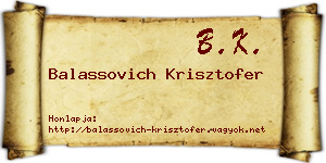 Balassovich Krisztofer névjegykártya